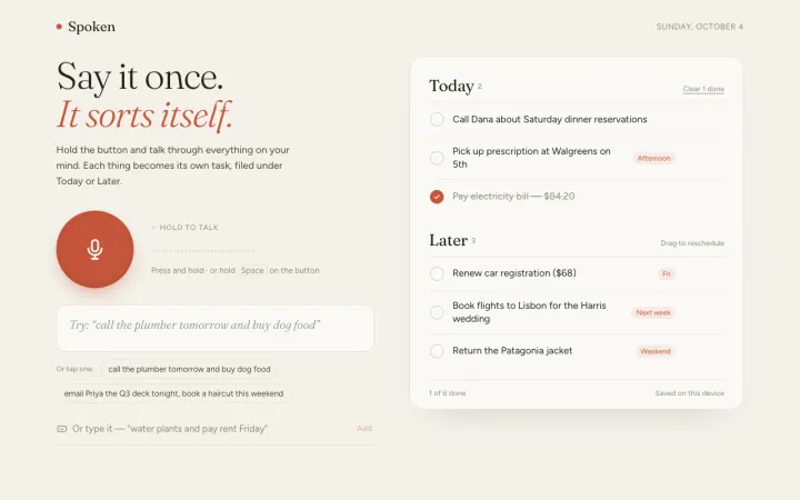 Say it, it becomes a to-do, made from the prompt below