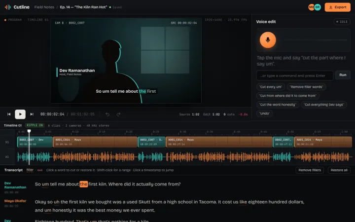 Video editor you talk to, made from the prompt below